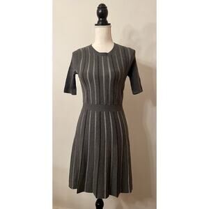 NWT Banana Republic Sweater Dress Size XS Gray Striped Fit-and-Flare Knit